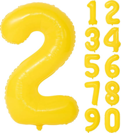 40 Inch Yellow Number 2 Foil Balloon Lemon Yellow Digital 2 Balloon | by YOIOZAIZAI