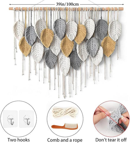 Large Macrame Wall Hanging Boho Woven Tapestry Chic Modern Home Decorations | - Image 2