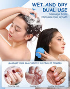 Scalp Massager Hair Growth Shampoo Brush, Silicone Scalp Scrubber Shower Scalp Brush for Hair, Head Massager Scalp Exfoliator for Dandruff Removal, Wet Dry Scalp Massage Tool for Hair Care, Blue