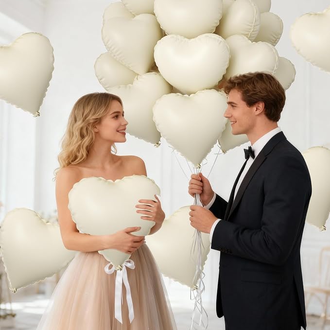 Cream Heart Balloons, Retro Apricot Helium Balloon - Image 7