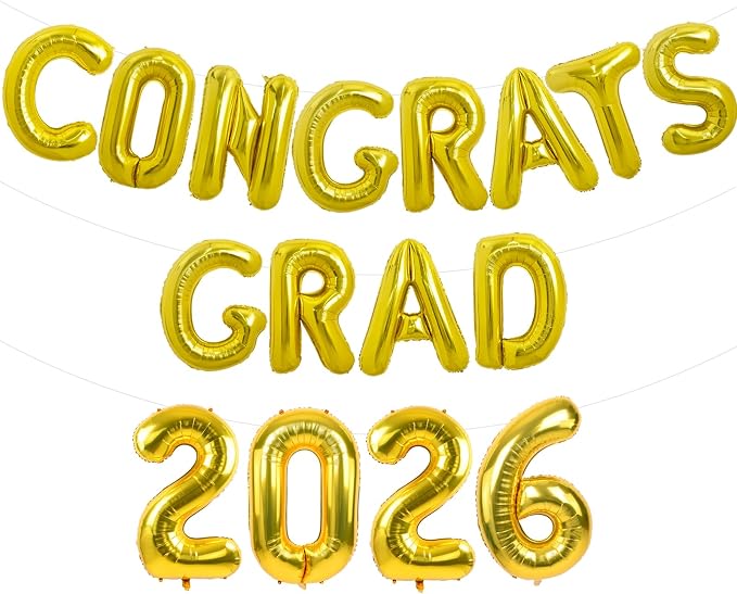TONIFUL Graduation Balloons 16 Inch Gold Congrats Grad Balloons 16 Inch Gold by TONIFUL