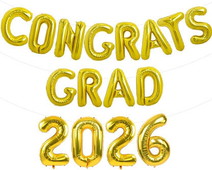 TONIFUL Graduation Balloons 16 Inch Gold Congrats Grad Balloons 16 Inch Gold by TONIFUL