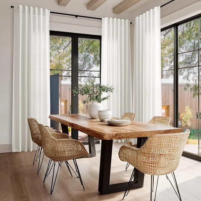 Cream Linen Curtains 84 inch Length 2 Panels forBedroom Living Room, Modern - Image 5