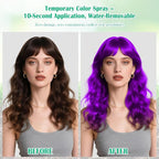Christmas Purple Hair Spray, Hair Spray Temporary for Women Kids Men, Washable Temporary Hair Dye Spray, Spray Hair Color Wax Non-Sticky for Cosplay Party, Halloween, Crazy Hair Day (Purple, 4.06 oz)