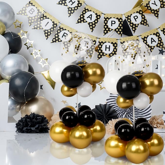 Gejoy 8 Sets Black and Gold Balloon Column Table Centerpiece Reusable Table - Image 6