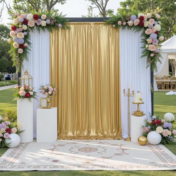10x12ft Glitter Gold Backdrop Curtains, Sequin Curtains Wrinkle Free Polyester - Image 7