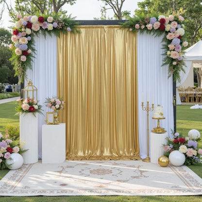 20x12ft Glitter Gold Backdrop Curtains, Sequin Curtains Wrinkle Free Polyester - Image 7