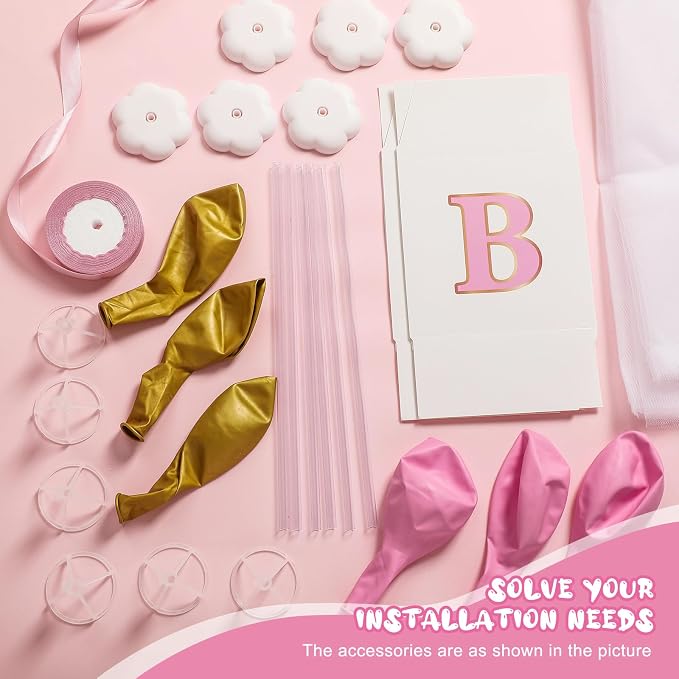 6 Set 24'' Pink Gold Tulle Tutu Balloon - Image 3