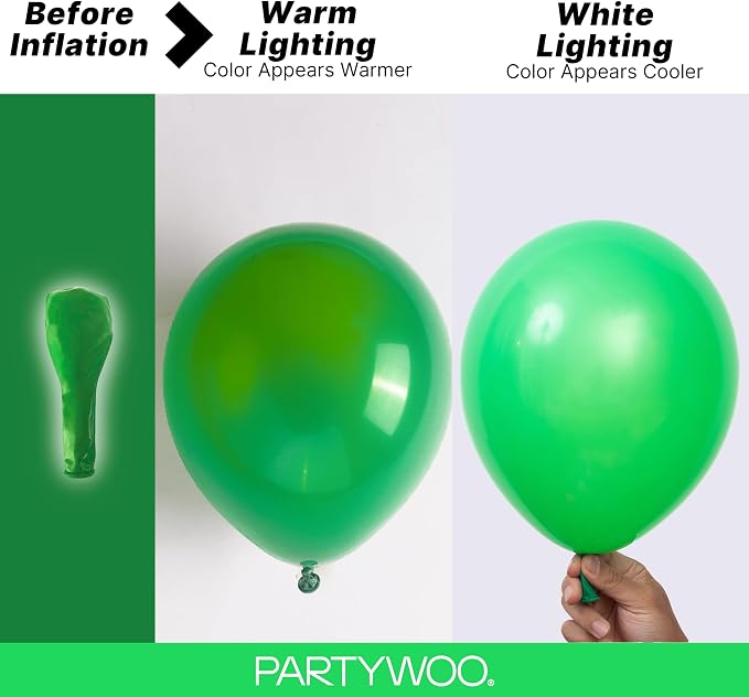 PartyWoo Green Balloons 100pcs Different Sizes of 36 18 12 10 5 Inch | Balloons - Image 3