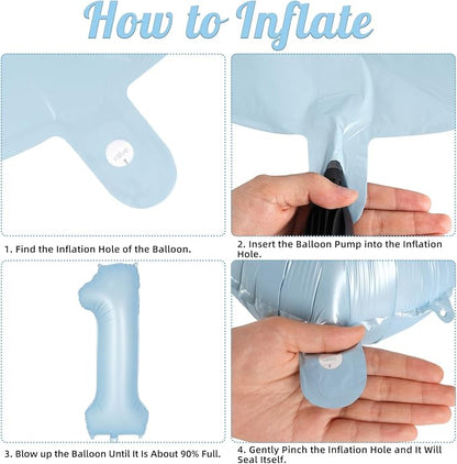 Light Blue Number 1 Balloon, 40 Inch Big Large Foil Number Balloons, Giant - Image 7