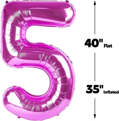Rosy Purple Number 5 Balloon 40 inch, 5th Birthday Party Balloons Decoration | - Image 3