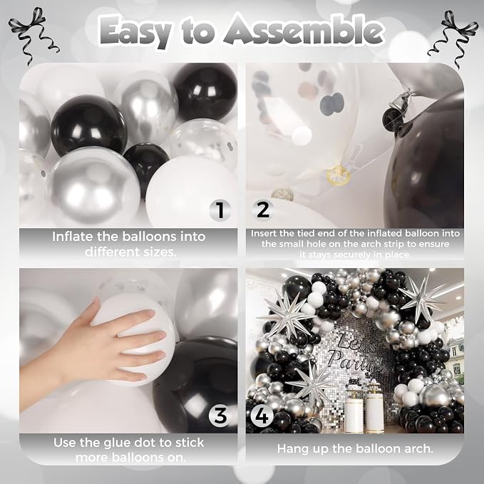 Black and Silver Balloons Arch Kit - Image 3