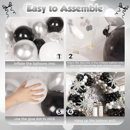 Black and Silver Balloons Arch Kit - Image 3