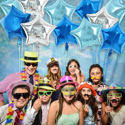 TONIFUL 30 Pcs Star Balloons 18 Inch Large Blue Silver Foil Balloons | Helium - Image 5