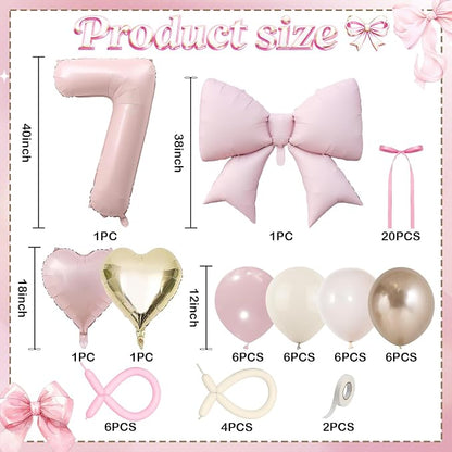 Number 7 Balloon, Blush Light Pink Gold Beige White Sand Latex Balloons 40 Inch - Image 3