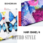 Olbye Wide Boho Headbands Headwrap Butterfly Stretch Button Hair Bands Bandana Yoga Running Athletic Turban Head Bands Head Scarfs Hair Accessories for Women 4Pcs (Boho)
