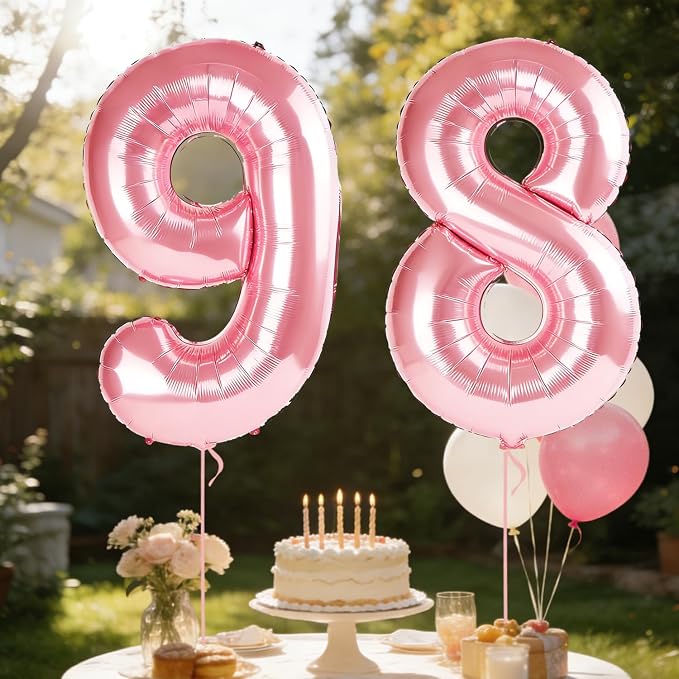 40 Inch Number 98 Balloons for 98th Birthday Party Decorations, 0-100 Jewelry - Image 3