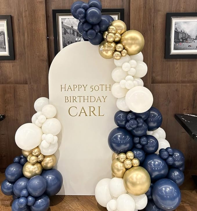 Navy Blue and Gold Balloons Arch Kit - Image 6