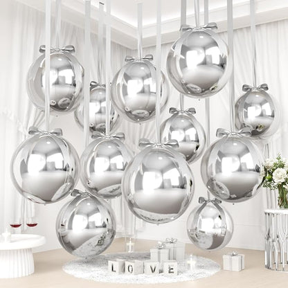 Silver Round Foil Balloons by FunHot