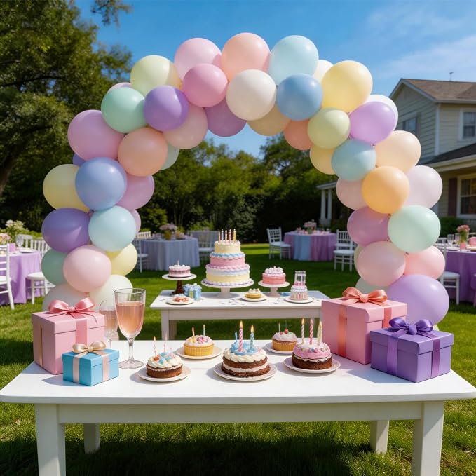 160 Pack Pastel Balloons 12 Inch Pastel Rainbow Multicolor Macaron Balloons - Image 5