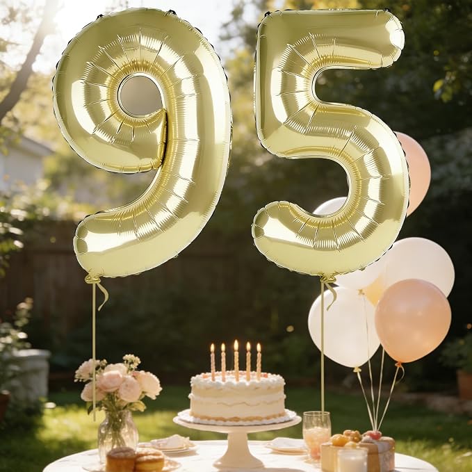 40 Inch Number 95 Balloons for 95th Birthday Party Decorations, 0-100 Champagne - Image 3