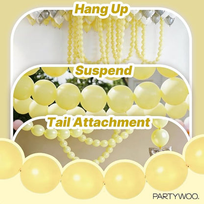 PartyWoo Pastel Yellow Linking Balloons 100pcs 12 Inch Yellow Link Balloons | - Image 6
