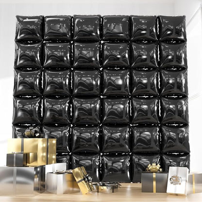 36pcs Black Square Foil Balloons Backdrop Kit by ZizasAry
