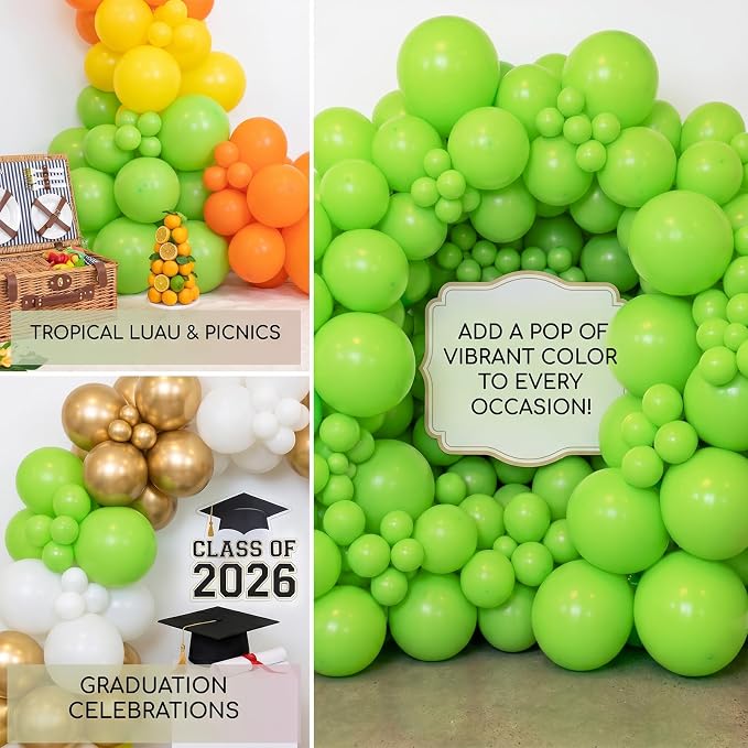 50pcs 12 Inch Lime Green Balloons 12 Inch | Premium Helium Light Green Latex - Image 5