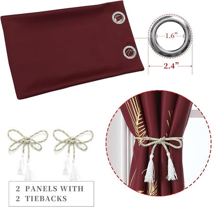 Burgundy Red Blackout Curtains for Living Room 108 Inches Long, Room Darkening - Image 5