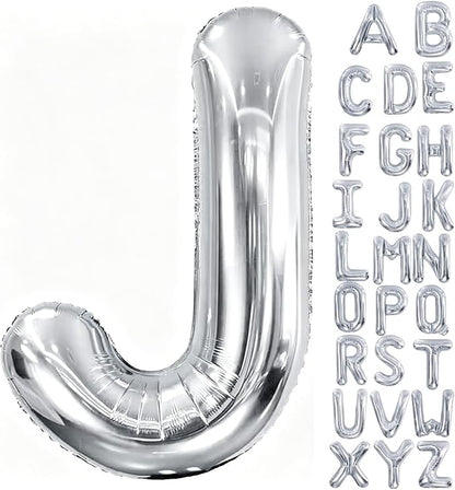 40 Inch Silver Letter Balloon, Large Foil Alphabet Balloons Birthday by Aeniaza
