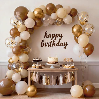 Brown Balloons, Light Brown Beige Nude Chrome Gold Confetti, Party decor | 50 - Image 6