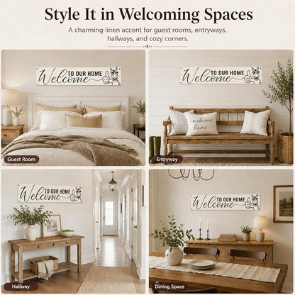 Welcome to Our Home Hanging Banner, Funny Farmhouse Porch Sign Decor - Image 2