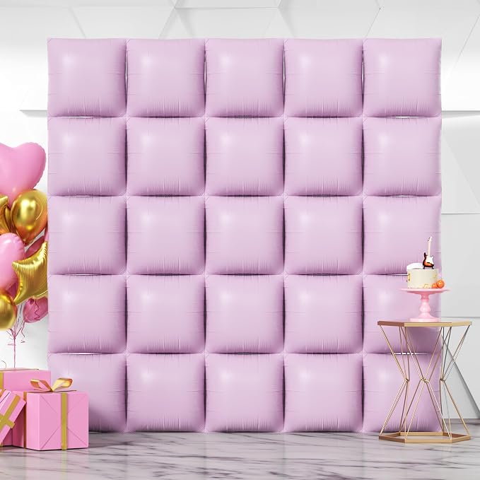 NISOCY 25PCS Matte Pastel Purple Square Foil Balloons Wall Backdrop | Double by NISOCY