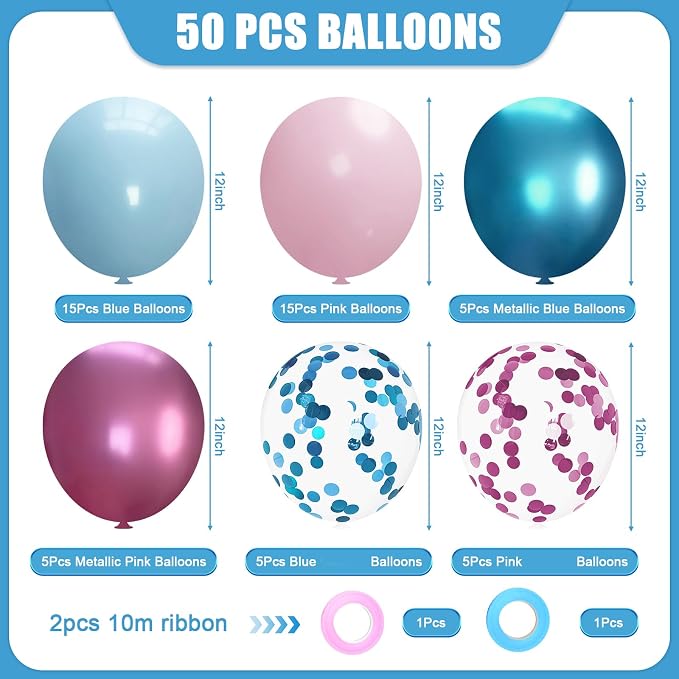 Pink and Blue Party Balloons - Image 2
