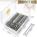 100PCS 2.4Inch Bobby Pins Silver,Pain-Free Bobby Pins for All Hair Types,Hair Pins for Women Girls,Hairpins for Buns with Box(Silver)