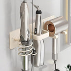 Hair Dryer Holder Wall Mounted,Blow Dryer, Curling Iron, Straightener Holder 3 in 1 Bathroom Metal Hair Tool Organizer Rack-White-2