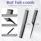 2Pcs Combs for Women and Men，Professional Black Carbon Fiber Teasing Comb，Combs for Hair Stylist, Fine and Wide Tooth Styling Comb for All Hair Types（Style 3）