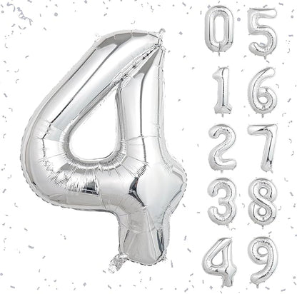 40 Inch Silver Number Balloons, Helium Mylar Foil Number Balloons by Unknown