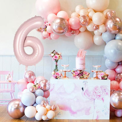 Light Pink Number 6 Balloon, 40 Inch Giant Mylar Number Balloons, Large Foil - Image 4