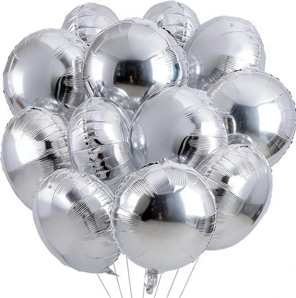 25Pcs Silver Round Shaped Foil Balloons 18 Inch Mylar Balloon | Helium by Unknown