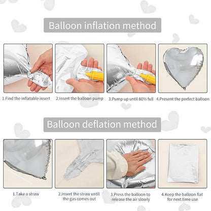 Biapian Silver Heart Balloons, Baby Shower - Image 7