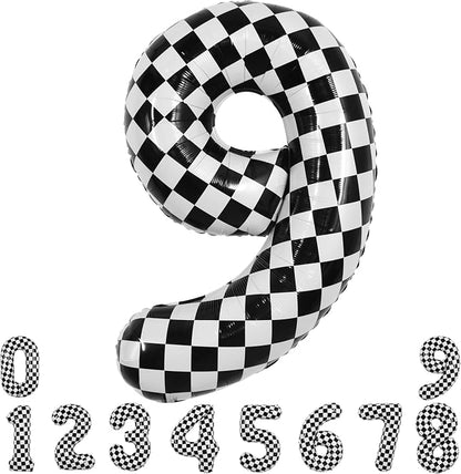 TONIFUL 40 Inch Large Checkered Number 9 Balloon 9th Birthday Decorations | 9th by TONIFUL