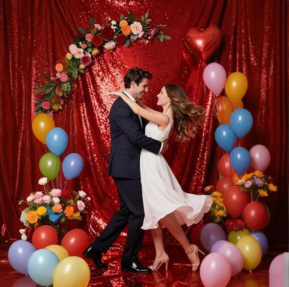 Red Sequin Backdrop Curtains 2Panel 2x8ft - Image 6