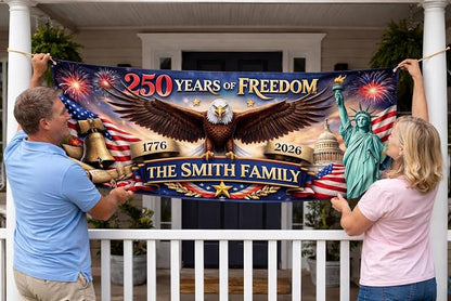 Personalized 250 Years of Freedom USA Banner 1776-2026, Patriotic American - Image 3