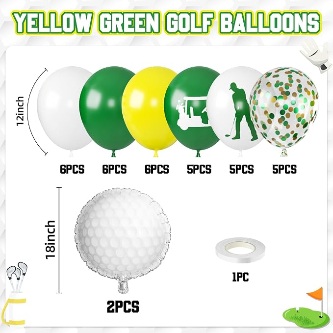 Green Yellow Golf Balloons, - Image 2