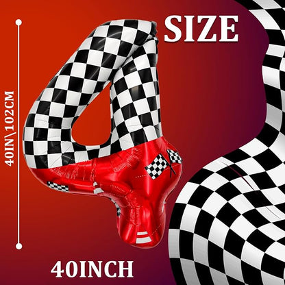 1 pack racing theme 40-inch digital foil balloon, featuring black and white - Image 2