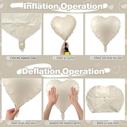 Cream Brown Heart Balloons - Image 6