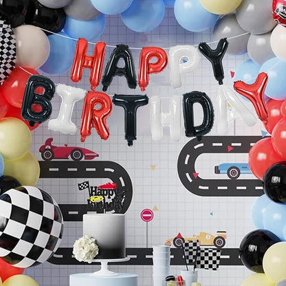 TONIFUL 16Inch Black Red White Happy Birthday Balloon Banner Decor - Image 3