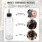 3 Pack Hair Oil Bottle, 8.5oz Plastic Squeeze Oil Applicator Bottle for Hair Scalp Root Dye Twist-On Top Tip Cap with Clear Graduated Scale