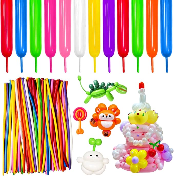 260 Long Balloons for Balloon Garland Thickening Skinny Latex Twisting Animals by Kawkalsh
